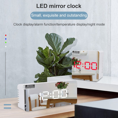 TS-S69-G Multifunctional LED Alarm Clock Battery / Plug-in Charging Dual-purpose Make-up Mirror Clock(Green) - Alarm Clocks by buy2fix | Online Shopping UK | buy2fix