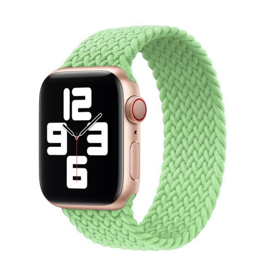 Nylon Single-turn Braided Watch Band For Apple Watch Ultra 49mm&Watch Ultra 2 49mm / Series 9&8&7 45mm / SE 3&SE 2&6&SE&5&4 44mm / 3&2&1 42mm, Length:S 138mm (Pistachio Green) - Watch Bands by buy2fix | Online Shopping UK | buy2fix