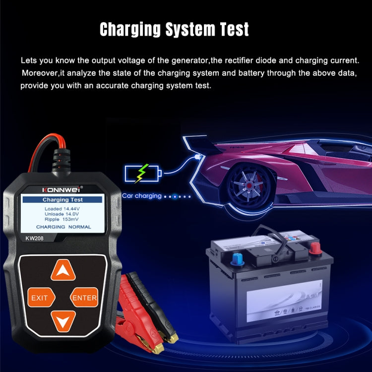 KONNWEI KW208 Car TFT Color Screen Battery Tester Support 8 Languages - Code Readers & Scan Tools by KONNWEI | Online Shopping UK | buy2fix