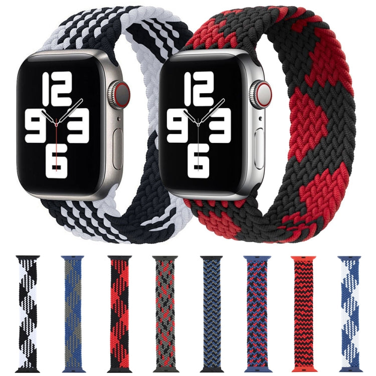 Plastic Buckle Mixed Color Nylon Braided Single Loop Watch Band For Apple Watch Ultra 49mm&Watch Ultra 2 49mm / Series 9&8&7 45mm / SE 3&SE 2&6&SE&5&4 44mm / 3&2&1 42mm, Size:S(Ripple Black Red) - Watch Bands by buy2fix | Online Shopping UK | buy2fix