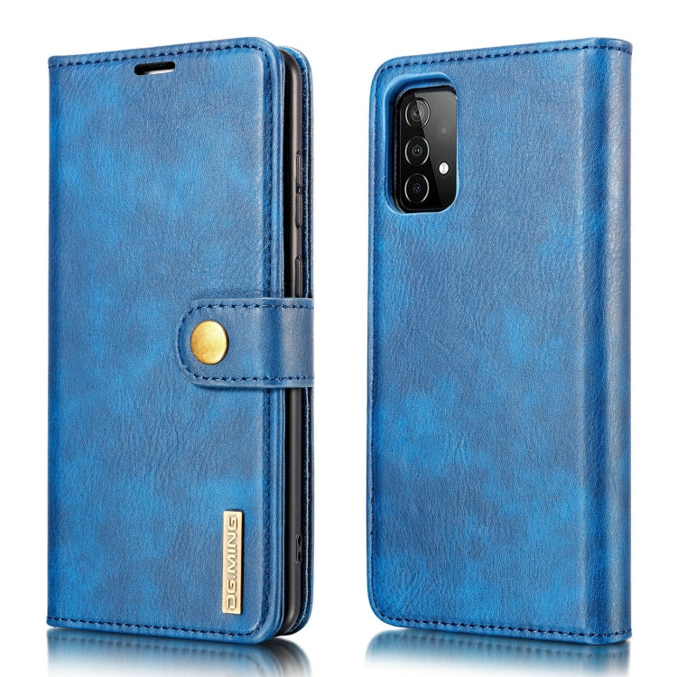 For Samsung Galaxy A52 5G / 4G DG.MING Crazy Horse Texture Flip Detachable Magnetic Leather Case with Holder & Card Slots & Wallet(Blue) - Galaxy Phone Cases by DG.MING | Online Shopping UK | buy2fix