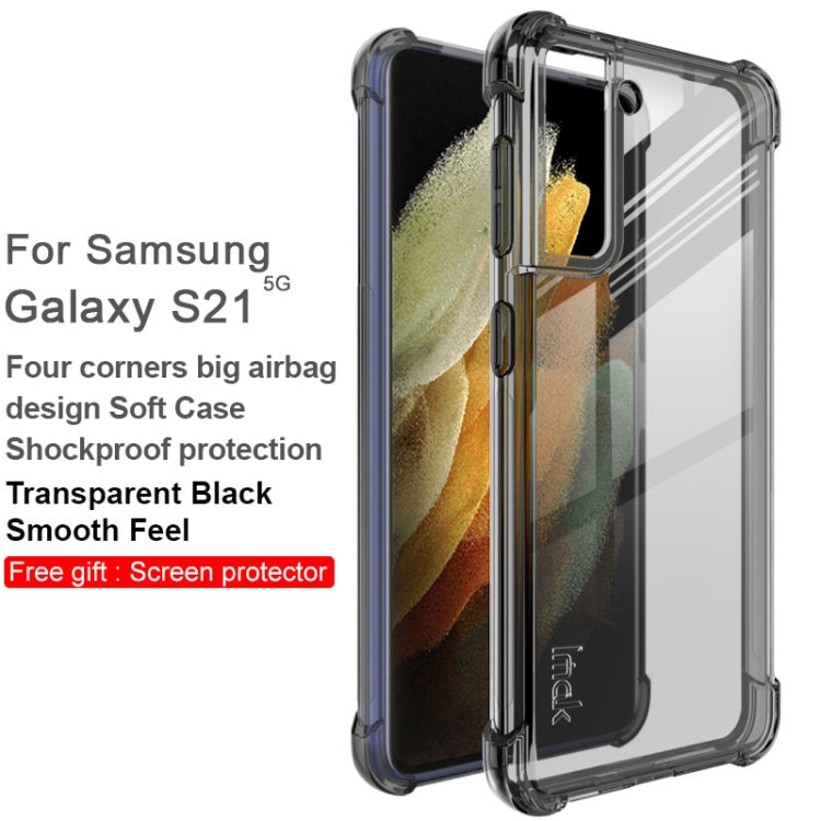 For Samsung Galaxy S21 5G IMAK All-inclusive Shockproof Airbag TPU Case with Screen Protector(Transparent Black) - Galaxy S21 5G Cases by imak | Online Shopping UK | buy2fix