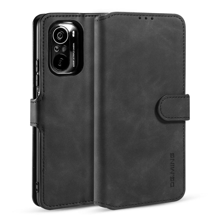 For Xiaomi Redmi K40 DG.MING Retro Oil Side Horizontal Flip Leather Case with Holder & Card Slots & Wallet(Black) - Xiaomi Cases by DG.MING | Online Shopping UK | buy2fix