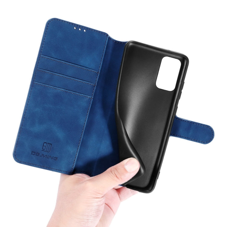 For Xiaomi Redmi Note 9 4G DG.MING Retro Oil Side Horizontal Flip Leather Case with Holder & Card Slots & Wallet(Blue) - Xiaomi Cases by DG.MING | Online Shopping UK | buy2fix