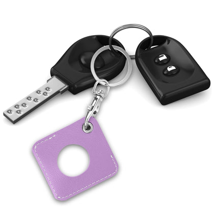 Square PU Leather Case Shockproof Anti-scratch Protective Cover with Keychain Ring Loop For AirTag(Purple) - Key Chain Series by MOMAX | Online Shopping UK | buy2fix