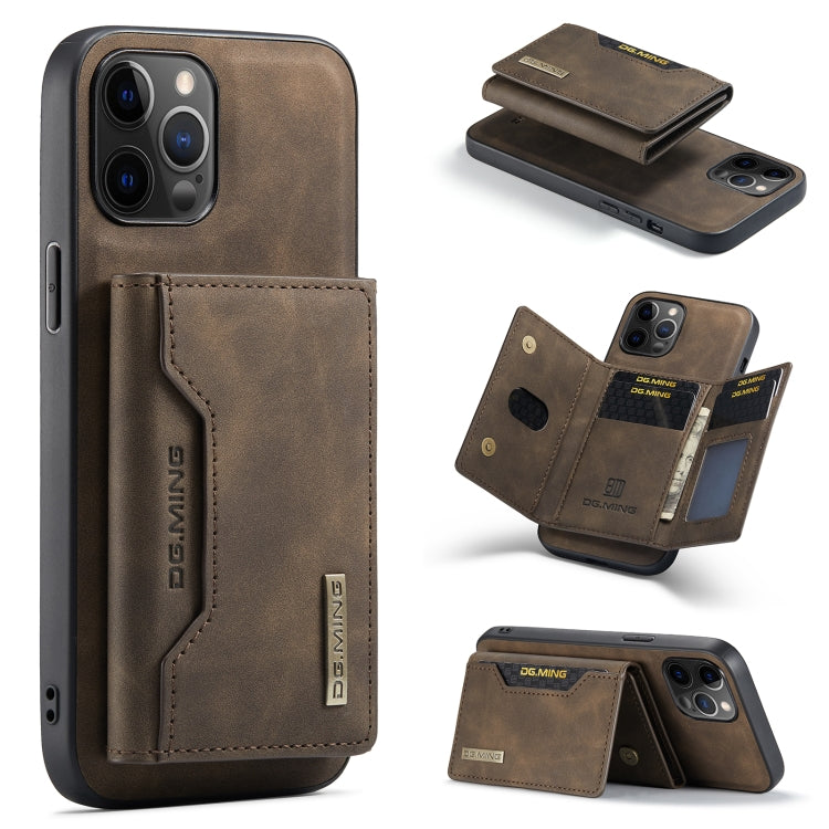 For iPhone 12 Pro Max DG.MING M2 Series 3-Fold Multi Card Bag + Magnetic Back Cover Shockproof Case with Wallet & Holder Function(Coffee) - iPhone 12 Pro Max Cases by DG.MING | Online Shopping UK | buy2fix