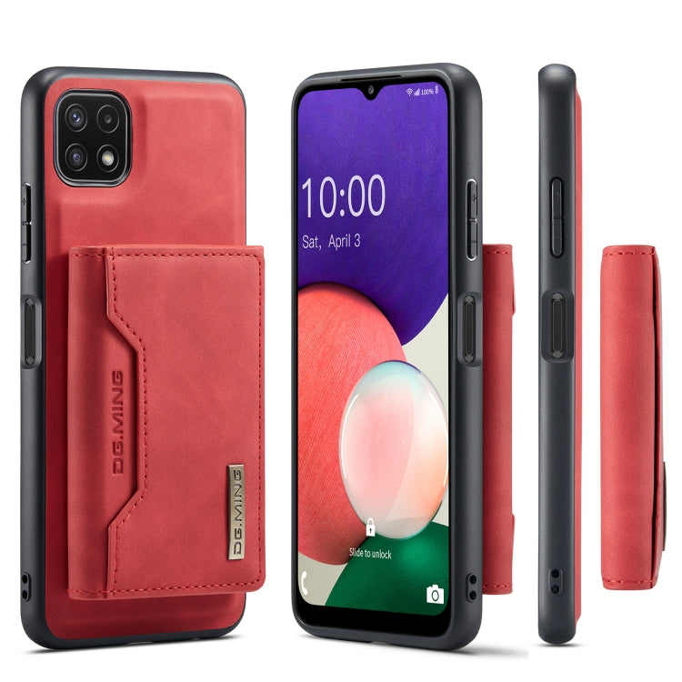 For Samsung Galaxy A22 5G DG.MING M2 Series 3-Fold Multi Card Bag Back Cover Shockproof Case with Wallet & Holder Function(Red) - Galaxy Phone Cases by DG.MING | Online Shopping UK | buy2fix