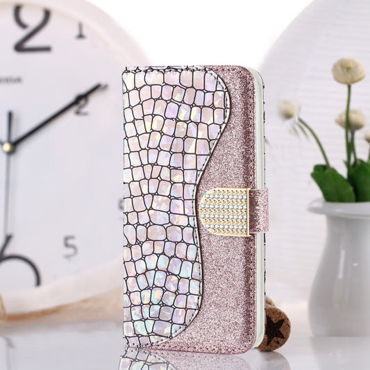 For iPhone 13 Pro Max Laser Glitter Powder Matching Crocodile Texture Horizontal Flip Leather Case with Card Slots & Holder & Wallet (Silver) - iPhone 13 Pro Max Cases by buy2fix | Online Shopping UK | buy2fix