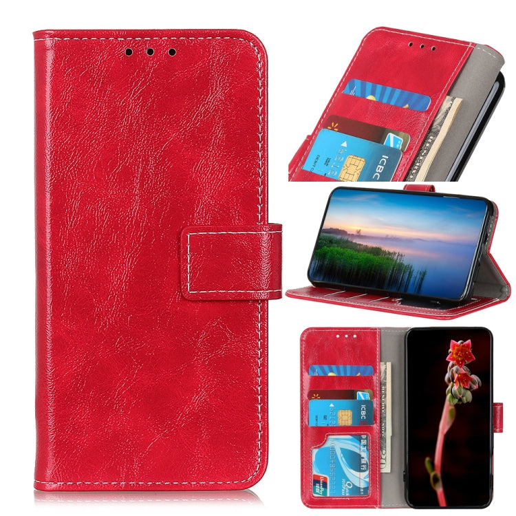 For OnePlus Nord 2 5G Retro Crazy Horse Texture Horizontal Flip Leather Case with Holder & Card Slots & Photo Frame & Wallet(Red) - OnePlus Cases by buy2fix | Online Shopping UK | buy2fix