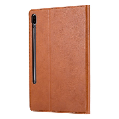 For Samsung Galaxy Tab S7 FE Knead Skin Texture Horizontal Flip Leather Case with Photo Frame & Holder & Card Slots & Wallet(Brown) - Other Galaxy Tab PC by buy2fix | Online Shopping UK | buy2fix