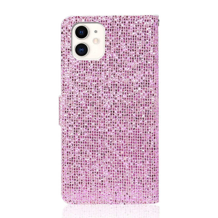 For iPhone 13 mini Glitter Powder Horizontal Flip Leather Case with Card Slots & Holder & Lanyard (Pink) - iPhone 13 mini Cases by buy2fix | Online Shopping UK | buy2fix