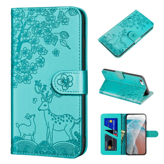 Sika Deer Embossing Pattern Horizontal Flip PU Leather Case with Holder & Card Slot & Wallet & Photo Frame For iPhone 6 / 6s(Green) - More iPhone Cases by buy2fix | Online Shopping UK | buy2fix