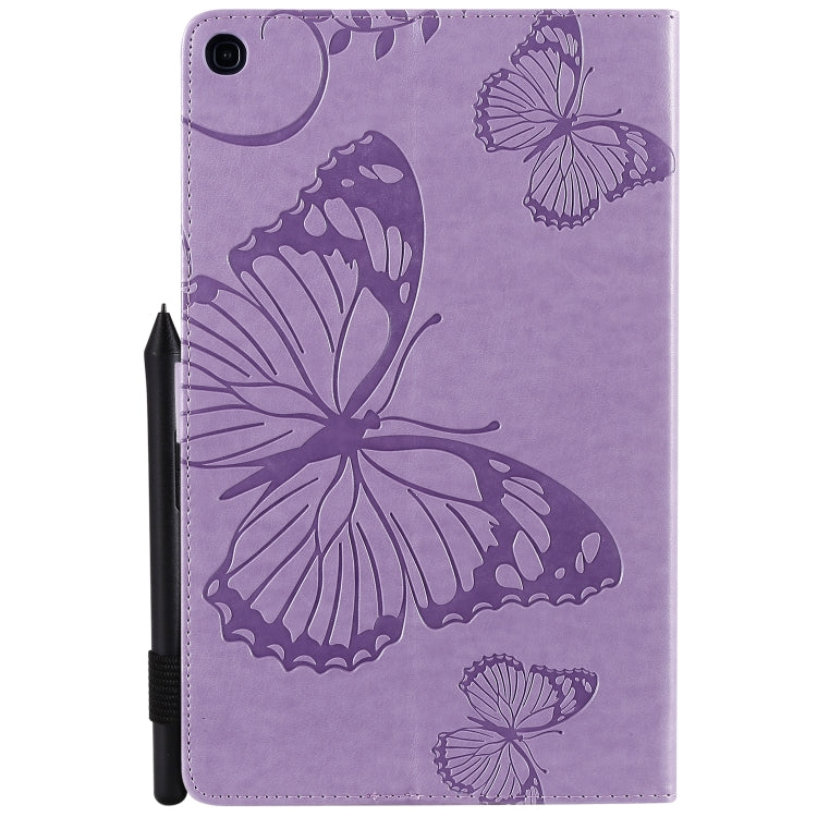 For Galaxy Tab A 10.1 (2019) Pressed Printing Butterfly Pattern Horizontal Flip PU Leather Case with Holder & Card Slots & Wallet & Pen Slot(Purple) - Tab A 10.1 (2019) T510 / T515 by buy2fix | Online Shopping UK | buy2fix