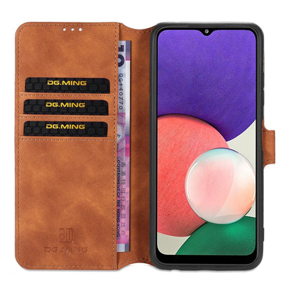 For Samsung Galaxy A22 5G DG.MING Retro Oil Side Horizontal Flip Leather Case with Holder & Card Slots & Wallet(Brown) - Galaxy Phone Cases by DG.MING | Online Shopping UK | buy2fix