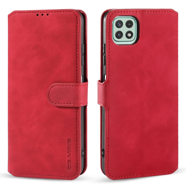 For Samsung Galaxy A22 5G DG.MING Retro Oil Side Horizontal Flip Leather Case with Holder & Card Slots & Wallet(Red) - Galaxy Phone Cases by DG.MING | Online Shopping UK | buy2fix