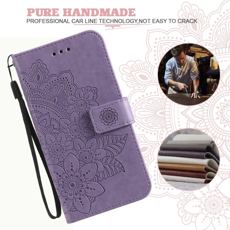 For Google Pixel 6 7-petal Flowers Embossing Pattern Horizontal Flip PU Leather Case with Holder & Card Slots & Wallet & Photo Frame(Light Purple) - Google Cases by buy2fix | Online Shopping UK | buy2fix