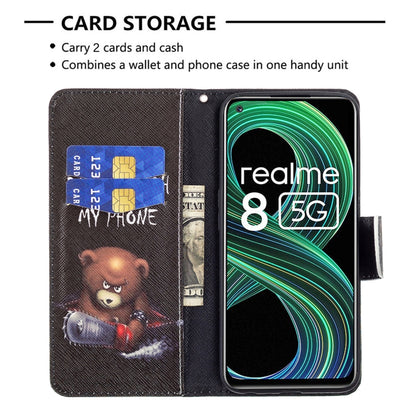 For OPPO Realme 8 5G / Realme V13 Colored Drawing Pattern Horizontal Flip Leather Case with Holder & Card Slots & Wallet(Bear) - Realme Cases by buy2fix | Online Shopping UK | buy2fix