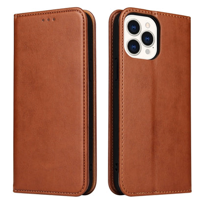 For iPhone 13 Pro Max Fierre Shann PU Leather Texture Horizontal Flip Leather Case with Holder & Card Slots & Wallet (Brown) - iPhone 13 Pro Max Cases by FIERRE SHANN | Online Shopping UK | buy2fix