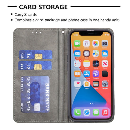 For iPhone 13 Pro Max Rhombus Texture Horizontal Flip Magnetic Leather Case with Holder & Card Slots (Grey) - iPhone 13 Pro Max Cases by buy2fix | Online Shopping UK | buy2fix