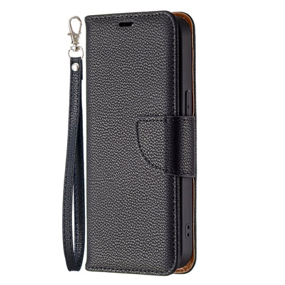 For iPhone 13 Litchi Texture Pure Color Horizontal Flip Leather Case with Holder & Card Slots & Wallet & Lanyard(Black) - iPhone 13 Cases by buy2fix | Online Shopping UK | buy2fix