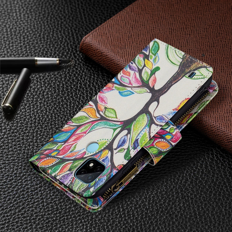 For OPPO Realme C21/C20 Colored Drawing Pattern Zipper Horizontal Flip Leather Case with Holder & Card Slots & Wallet(Big Tree) - Realme Cases by buy2fix | Online Shopping UK | buy2fix