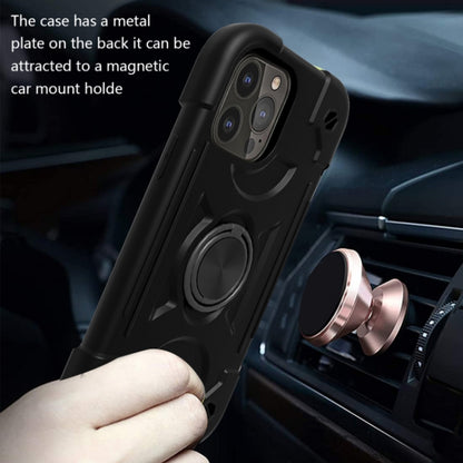 For iPhone 13 Shockproof Silicone + PC Protective Case with Dual-Ring Holder(Black) - iPhone 13 Cases by buy2fix | Online Shopping UK | buy2fix