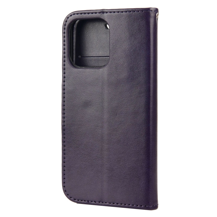 For iPhone 13 Pro Butterfly Flower Pattern Horizontal Flip Leather Case with Holder & Card Slots & Wallet (Deep Purple) - iPhone 13 Pro Cases by buy2fix | Online Shopping UK | buy2fix