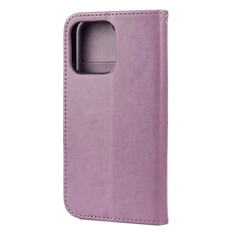For iPhone 13 Pro Max Butterfly Flower Pattern Horizontal Flip Leather Case with Holder & Card Slots & Wallet (Light Purple) - iPhone 13 Pro Max Cases by buy2fix | Online Shopping UK | buy2fix