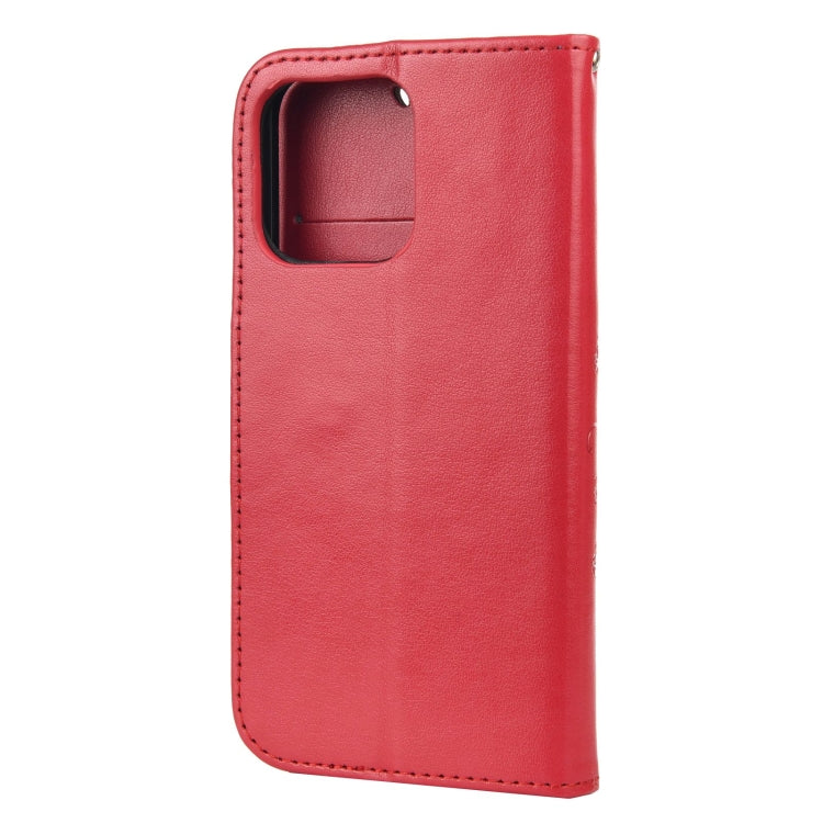 For iPhone 13 Pro Max Butterfly Flower Pattern Horizontal Flip Leather Case with Holder & Card Slots & Wallet (Red) - iPhone 13 Pro Max Cases by buy2fix | Online Shopping UK | buy2fix