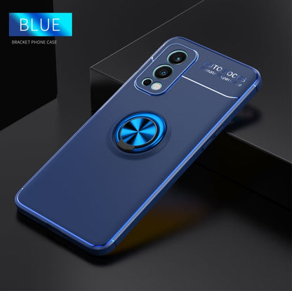 For OnePlus Nord 2 5G Metal Ring Holder 360 Degree Rotating TPU Case(Blue) - OnePlus Cases by buy2fix | Online Shopping UK | buy2fix