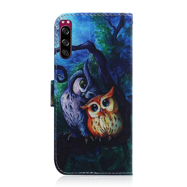 For Sony Xperia 5 Coloured Drawing Pattern Horizontal Flip PU Leather Case with Holder & Card Slots & Wallet(Oil Painting Owl) - Sony Cases by buy2fix | Online Shopping UK | buy2fix