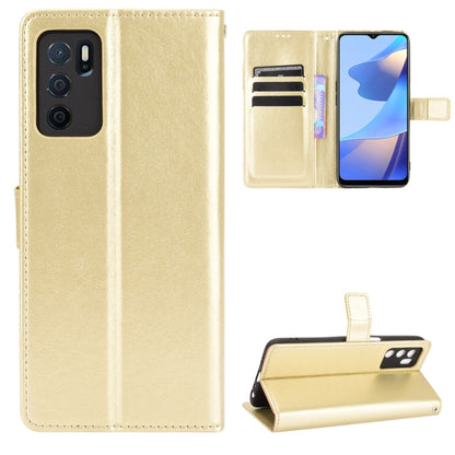 For OPPO A16 Crazy Horse Texture Horizontal Flip Leather Case with Holder & Card Slots & Lanyard(Gold) - OPPO Cases by buy2fix | Online Shopping UK | buy2fix