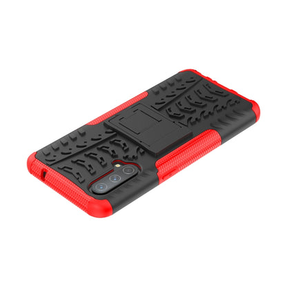 For OnePlus Nord CE 5G Tire Texture Shockproof TPU+PC Protective Case with Holder(Red) - OnePlus Cases by buy2fix | Online Shopping UK | buy2fix