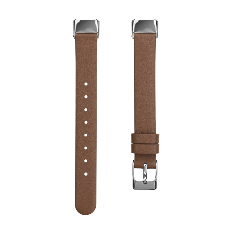 For Fitbit Luxe Leather Watch Band, Size:L(Brown) - Watch Bands by buy2fix | Online Shopping UK | buy2fix