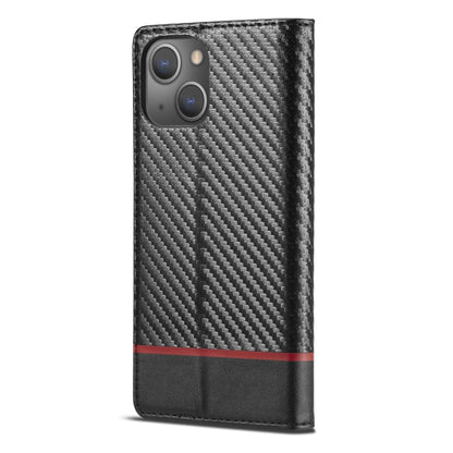 For iPhone 13 mini LC.IMEEKE Carbon Fiber PU + TPU Horizontal Flip Leather Case with Holder & Card Slot & Wallet (Horizontal Black) - iPhone 13 mini Cases by LC.IMEEKE | Online Shopping UK | buy2fix