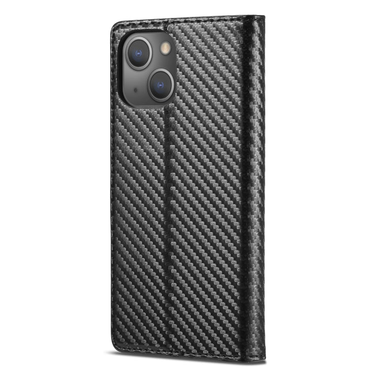 For iPhone 13 LC.IMEEKE Carbon Fiber PU + TPU Horizontal Flip Leather Case with Holder & Card Slot & Wallet(Vertical Black) - iPhone 13 Cases by LC.IMEEKE | Online Shopping UK | buy2fix