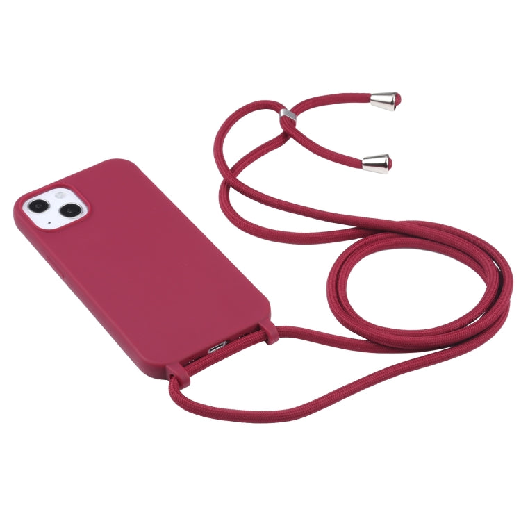 For iPhone 13 Candy Colors TPU Protective Case with Lanyard(Red) - iPhone 13 Cases by buy2fix | Online Shopping UK | buy2fix