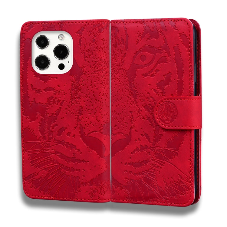 For iPhone 13 Pro Tiger Embossing Pattern Horizontal Flip Leather Case with Holder & Card Slots & Wallet (Red) - iPhone 13 Pro Cases by buy2fix | Online Shopping UK | buy2fix