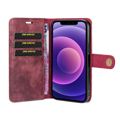 For iPhone 13 mini DG.MING Crazy Horse Texture Flip Detachable Magnetic Leather Case with Holder & Card Slots & Wallet (Red) - iPhone 13 mini Cases by DG.MING | Online Shopping UK | buy2fix