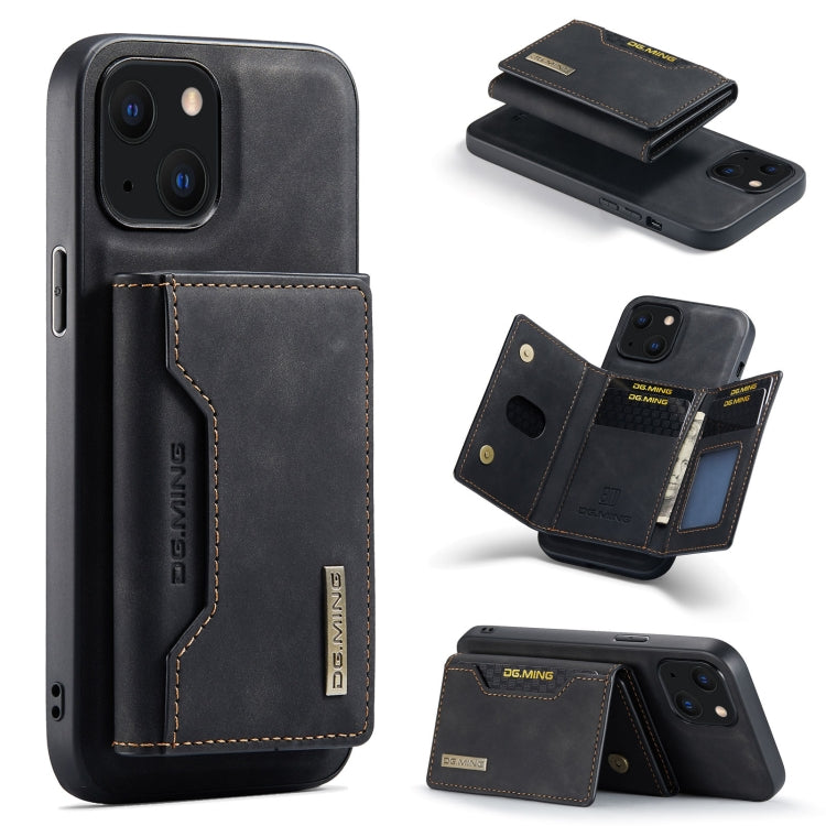 For iPhone 13 DG.MING M2 Series 3-Fold Card Bag Shockproof Case with Wallet & Holder Function(Black) - iPhone 13 Cases by DG.MING | Online Shopping UK | buy2fix