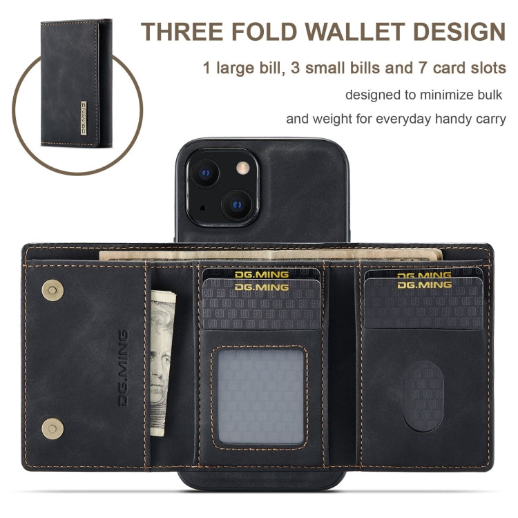 For iPhone 13 DG.MING M1 Series 3-Fold Multi Card Wallet Shockproof Case with Holder Function (Black) - iPhone 13 Cases by DG.MING | Online Shopping UK | buy2fix