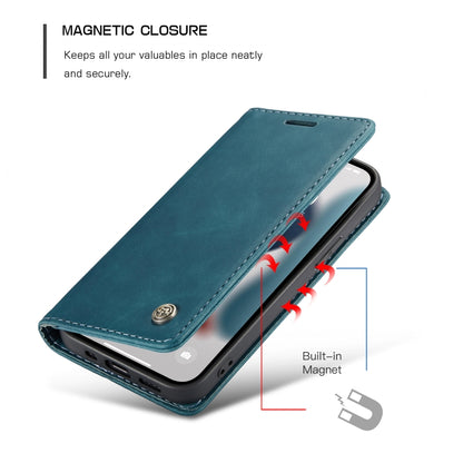 For iPhone 13 CaseMe-013 Multifunctional Retro Frosted Horizontal Flip Leather Case with Card Slot & Holder & Wallet(Blue) - iPhone 13 Cases by CaseMe | Online Shopping UK | buy2fix