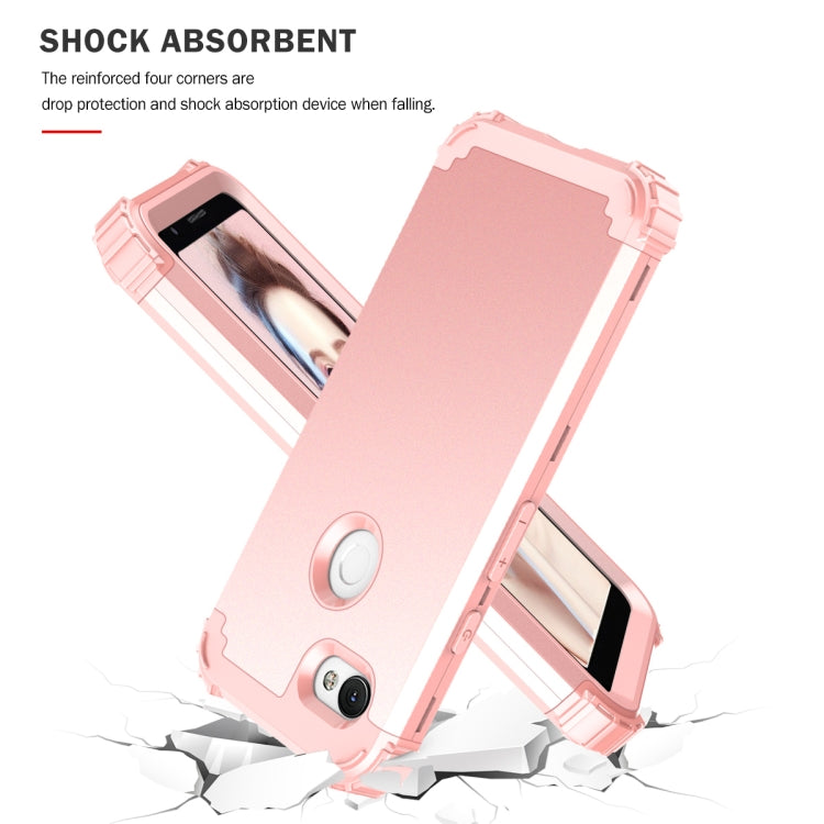 For Google Pixel 3a 3 in 1 Shockproof PC + Silicone Protective Case(Rose Gold) - Google Cases by buy2fix | Online Shopping UK | buy2fix