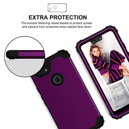 For Google Pixel 3 XL 3 in 1 Shockproof PC + Silicone Protective Case(Dark Purple + Black) - Google Cases by buy2fix | Online Shopping UK | buy2fix