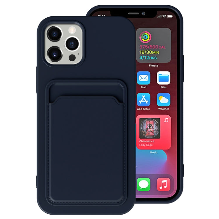 For iPhone 13 Pro Max TPU + Flannel Lining Shockproof Case with Card Slots (Blue) - iPhone 13 Pro Max Cases by buy2fix | Online Shopping UK | buy2fix