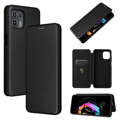 Carbon Fiber Texture Horizontal Flip TPU + PC + PU Leather Case with Card Slot For Motorola Edge 20 Lite(Black) - Motorola Cases by buy2fix | Online Shopping UK | buy2fix