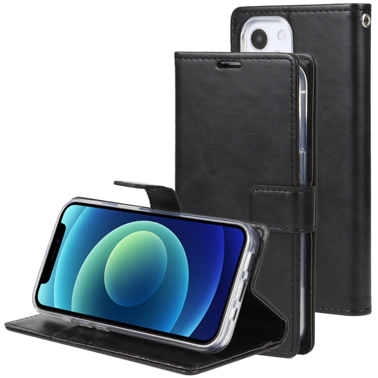 For iPhone 13 GOOSPERY BLUE MOON Crazy Horse Texture Horizontal Flip Leather Case with Holder & Card Slot & Wallet(Black) - iPhone 13 Cases by GOOSPERY | Online Shopping UK | buy2fix