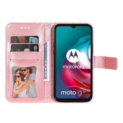 7-petal Flowers Embossing Pattern Horizontal Flip PU Leather Case with Holder & Card Slots & Wallet & Photo Frame For Motorola Moto G30 / G10 / G10 Power / G20(Rose Gold) - Motorola Cases by buy2fix | Online Shopping UK | buy2fix