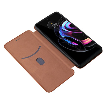 For Motorola Edge 20 Pro Carbon Fiber Texture Horizontal Flip TPU + PC + PU Leather Case with Card Slot(Brown) - Motorola Cases by buy2fix | Online Shopping UK | buy2fix