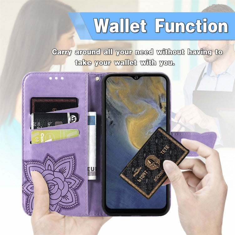 Butterfly Love Flowers Embossed Horizontal Flip Leather Case with Holder & Card Slots & Wallet & Lanyard For ZTE Blade A71(Light Purple) - ZTE Cases by buy2fix | Online Shopping UK | buy2fix